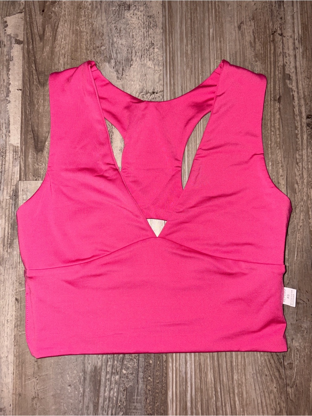 Aepebo Women’s Hot Pink VNeck Racerback Cropped Top-XS